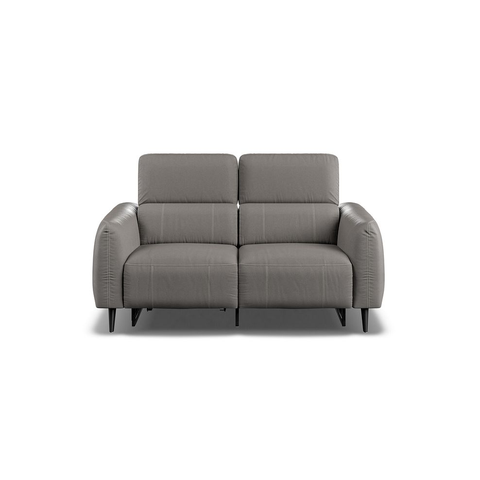 Juliette 2 Seater Recliner Sofa With Power Headrest in Elephant Grey Leather 6