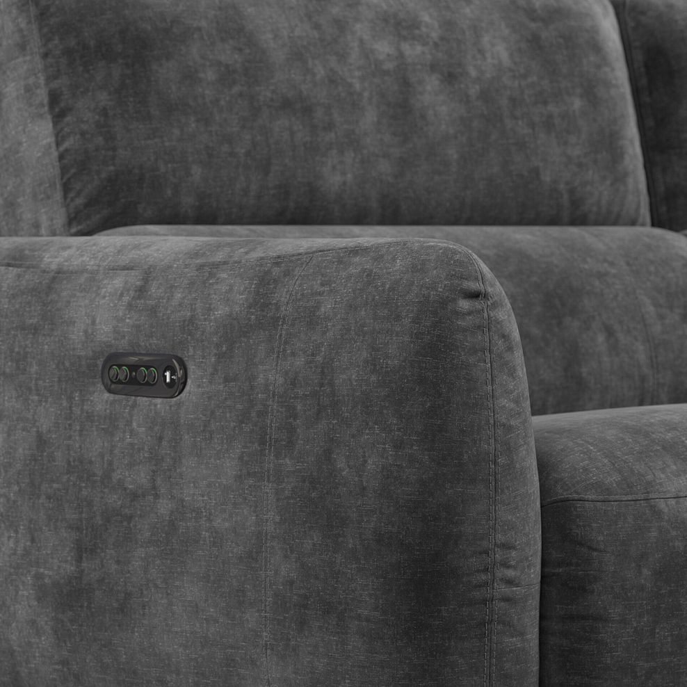 Juliette 3 Seater Recliner Sofa With Power Headrest in Descent Charcoal Fabric 10