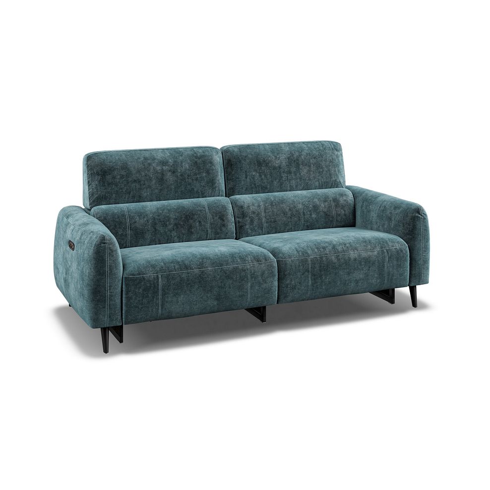 Juliette 3 Seater Recliner Sofa With Power Headrest in Descent Blue Fabric 1