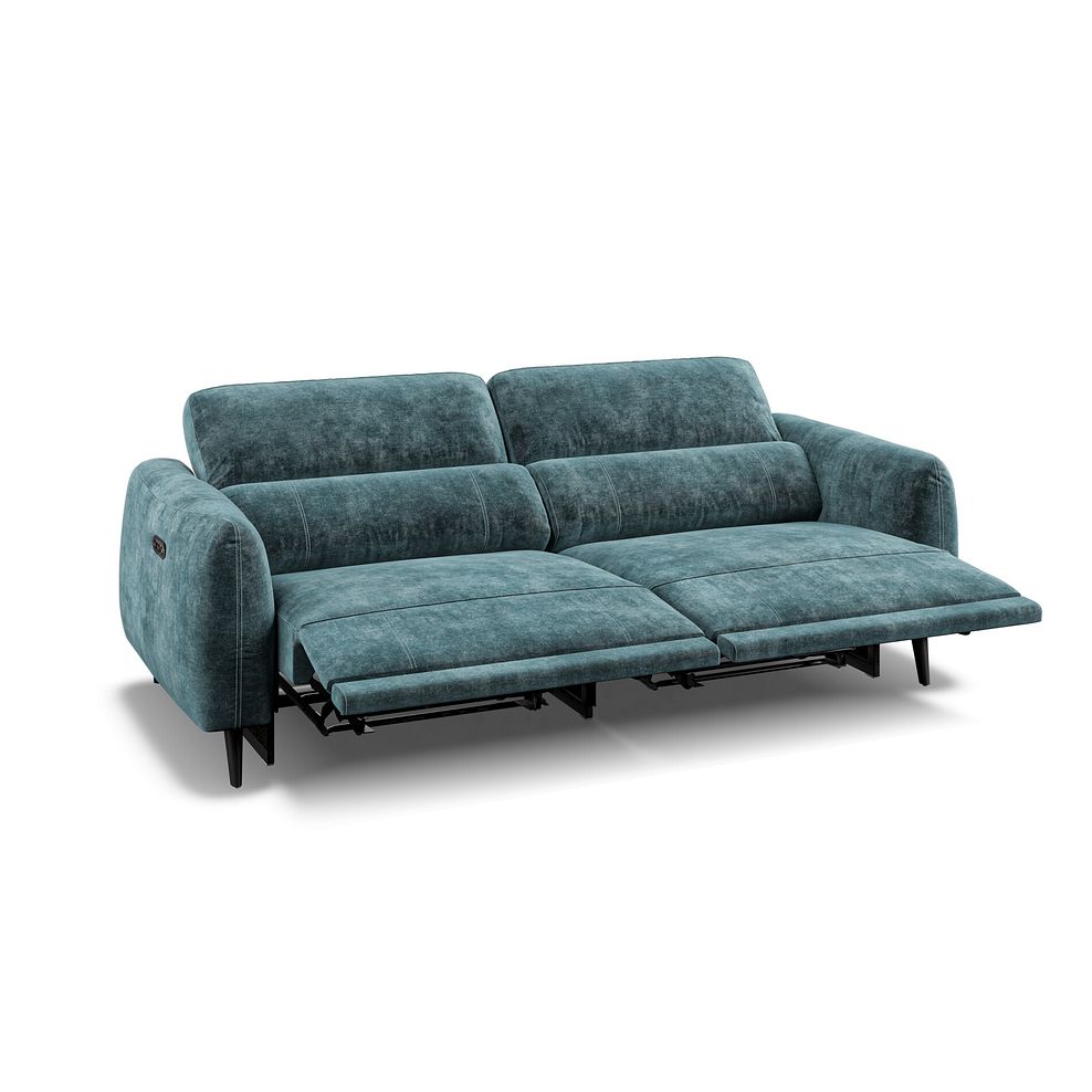 Juliette 3 Seater Recliner Sofa With Power Headrest in Descent Blue Fabric Thumbnail 5