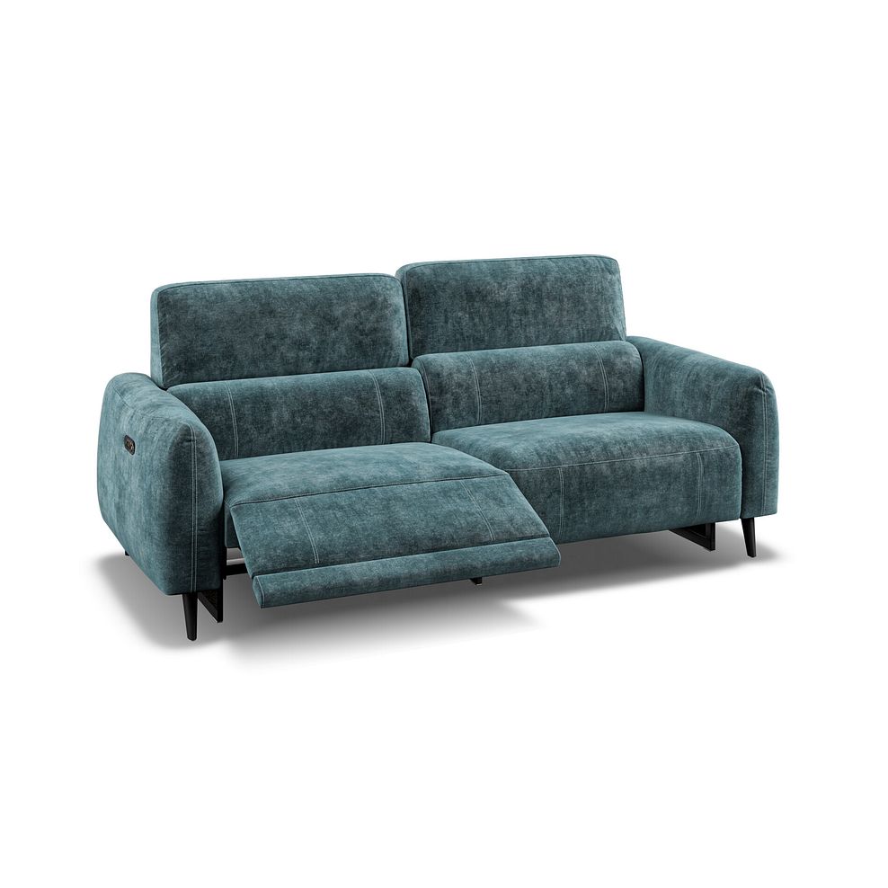 Juliette 3 Seater Recliner Sofa With Power Headrest in Descent Blue Fabric Thumbnail 3