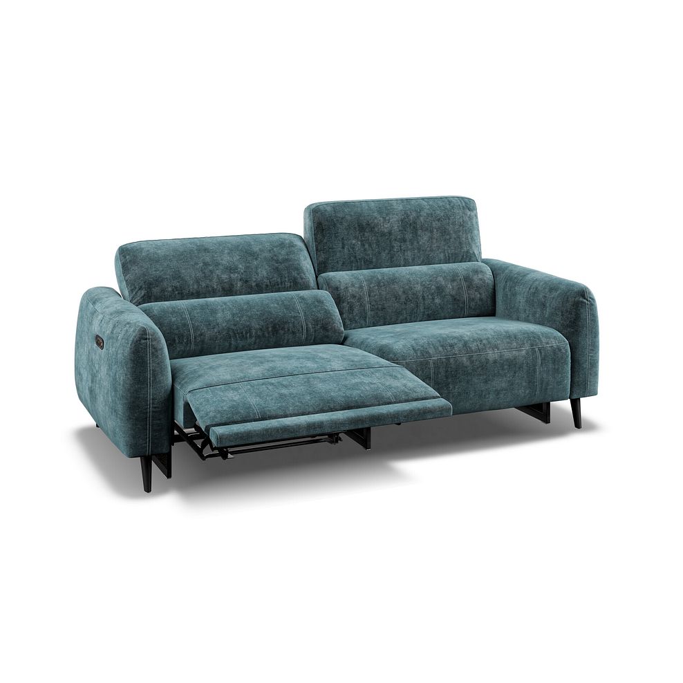 Juliette 3 Seater Recliner Sofa With Power Headrest in Descent Blue Fabric Thumbnail 4