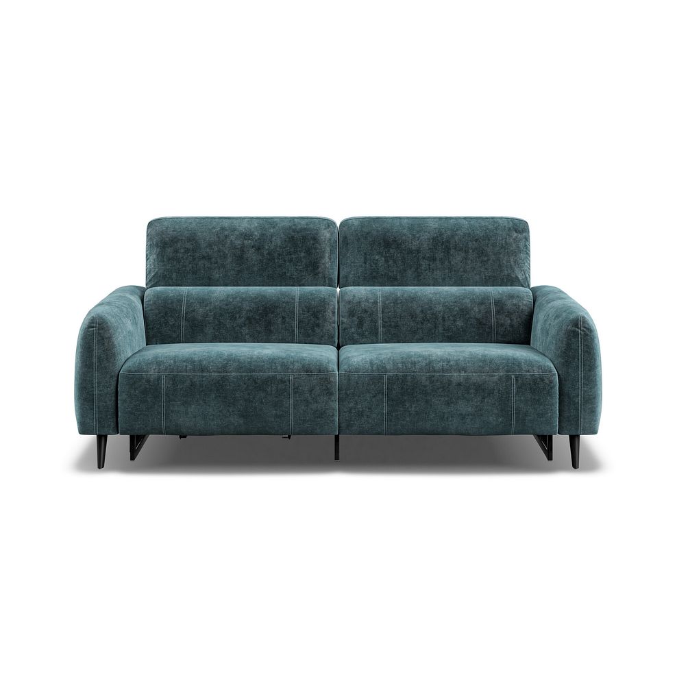 Juliette 3 Seater Recliner Sofa With Power Headrest in Descent Blue Fabric Thumbnail 2