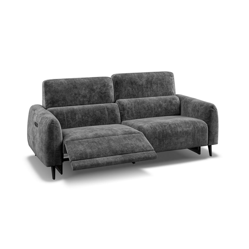 Juliette 3 Seater Recliner Sofa With Power Headrest in Descent Charcoal Fabric Thumbnail 3