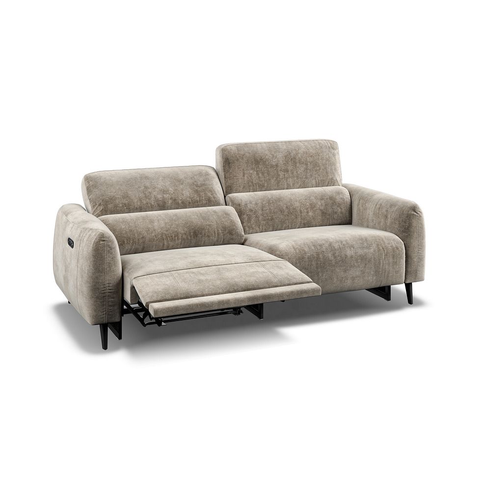 Juliette 3 Seater Recliner Sofa With Power Headrest in Descent Taupe Fabric Thumbnail 4