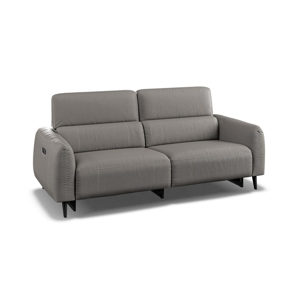 Juliette 3 Seater Recliner Sofa With Power Headrest in Elephant Grey Leather Thumbnail 1