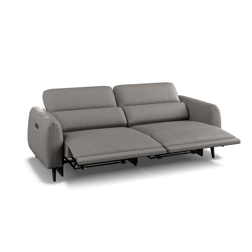 Juliette 3 Seater Recliner Sofa With Power Headrest in Elephant Grey Leather 2