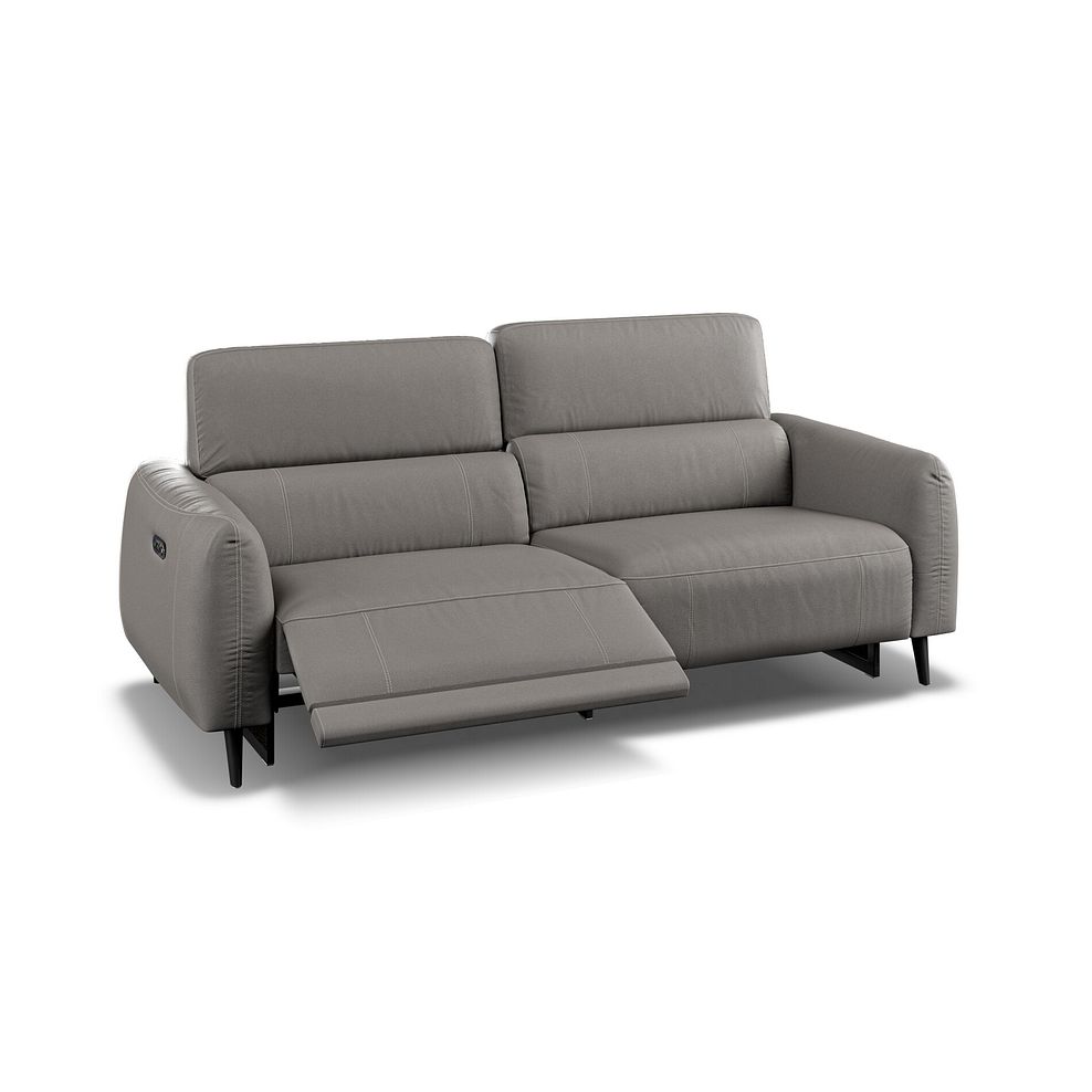 Juliette 3 Seater Recliner Sofa With Power Headrest in Elephant Grey Leather 3
