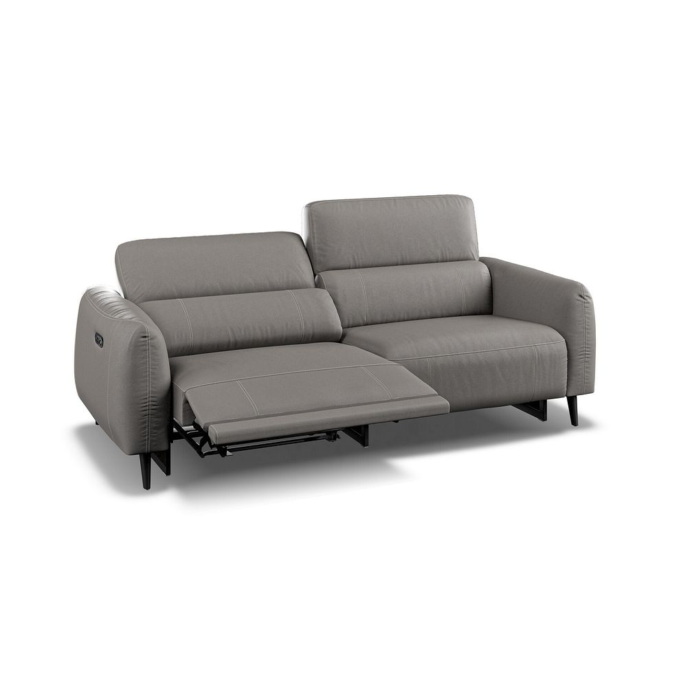 Juliette 3 Seater Recliner Sofa With Power Headrest in Elephant Grey Leather Thumbnail 4