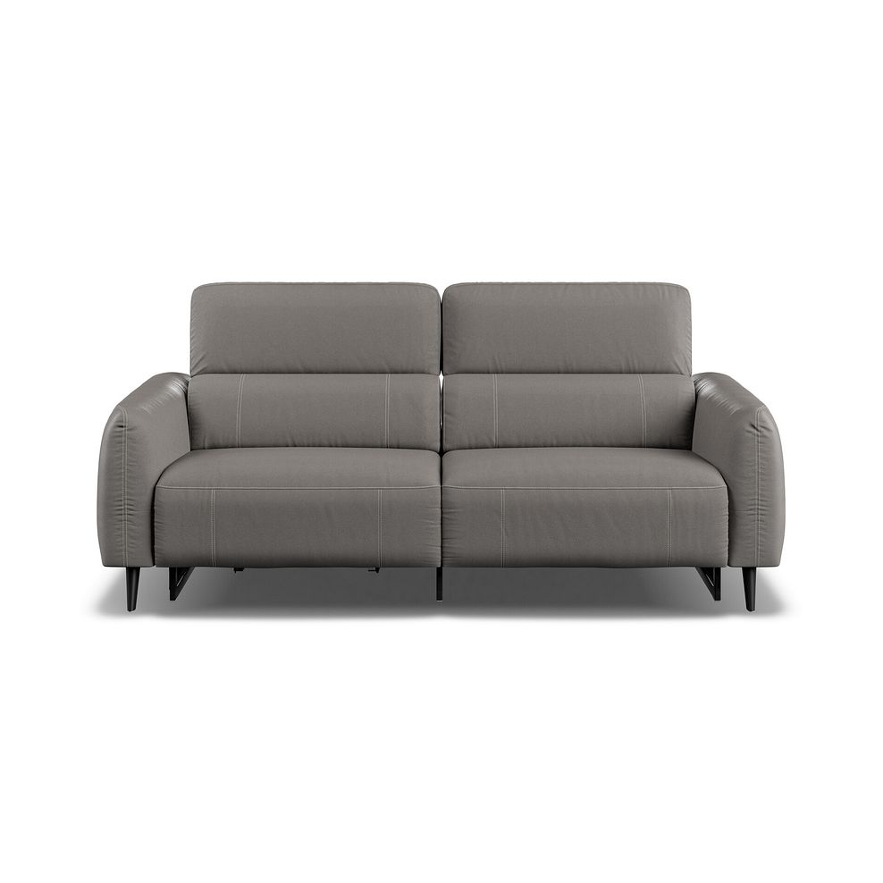 Juliette 3 Seater Recliner Sofa With Power Headrest in Elephant Grey Leather 6
