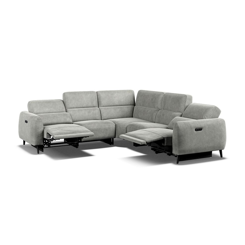 Juliette Large Corner Sofa With Two Recliners and Power Headrests in Billy Joe Dove Grey Fabric Thumbnail 2