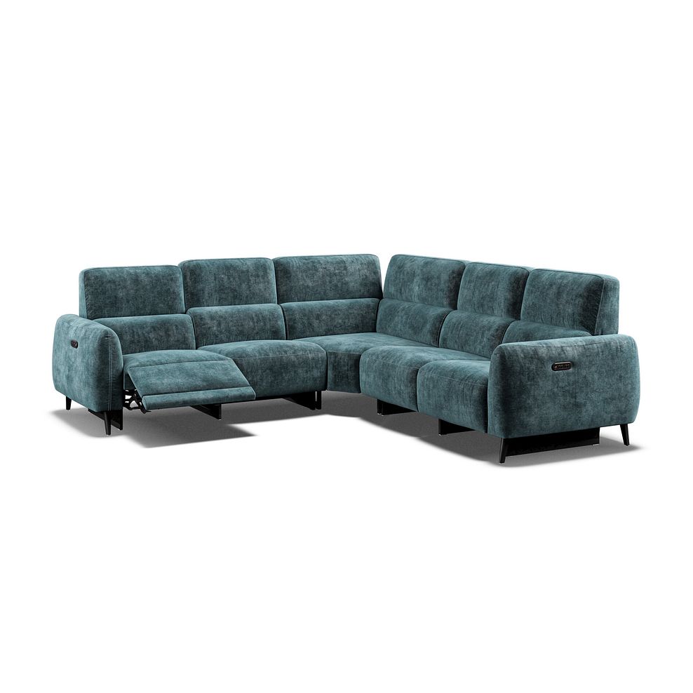 Juliette Large Corner Sofa With Two Recliners and Power Headrests in Descent Blue Fabric Thumbnail 3
