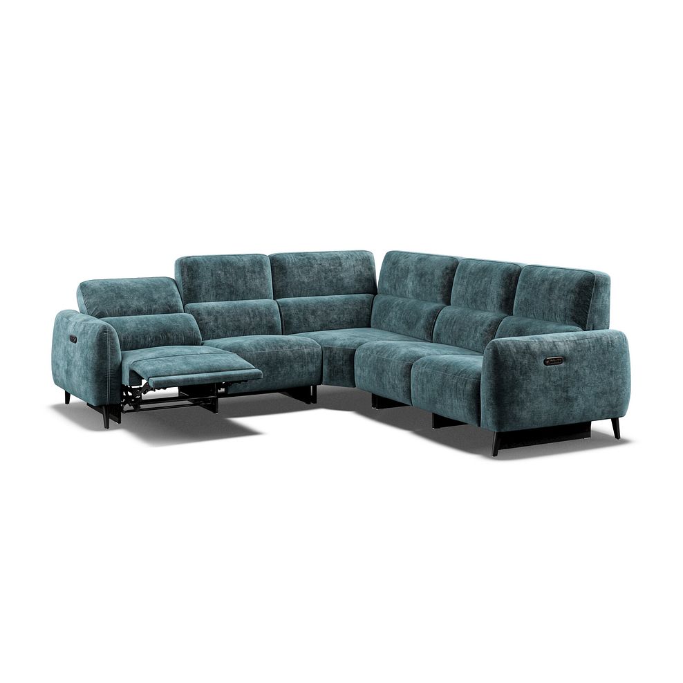 Juliette Large Corner Sofa With Two Recliners and Power Headrests in Descent Blue Fabric Thumbnail 4