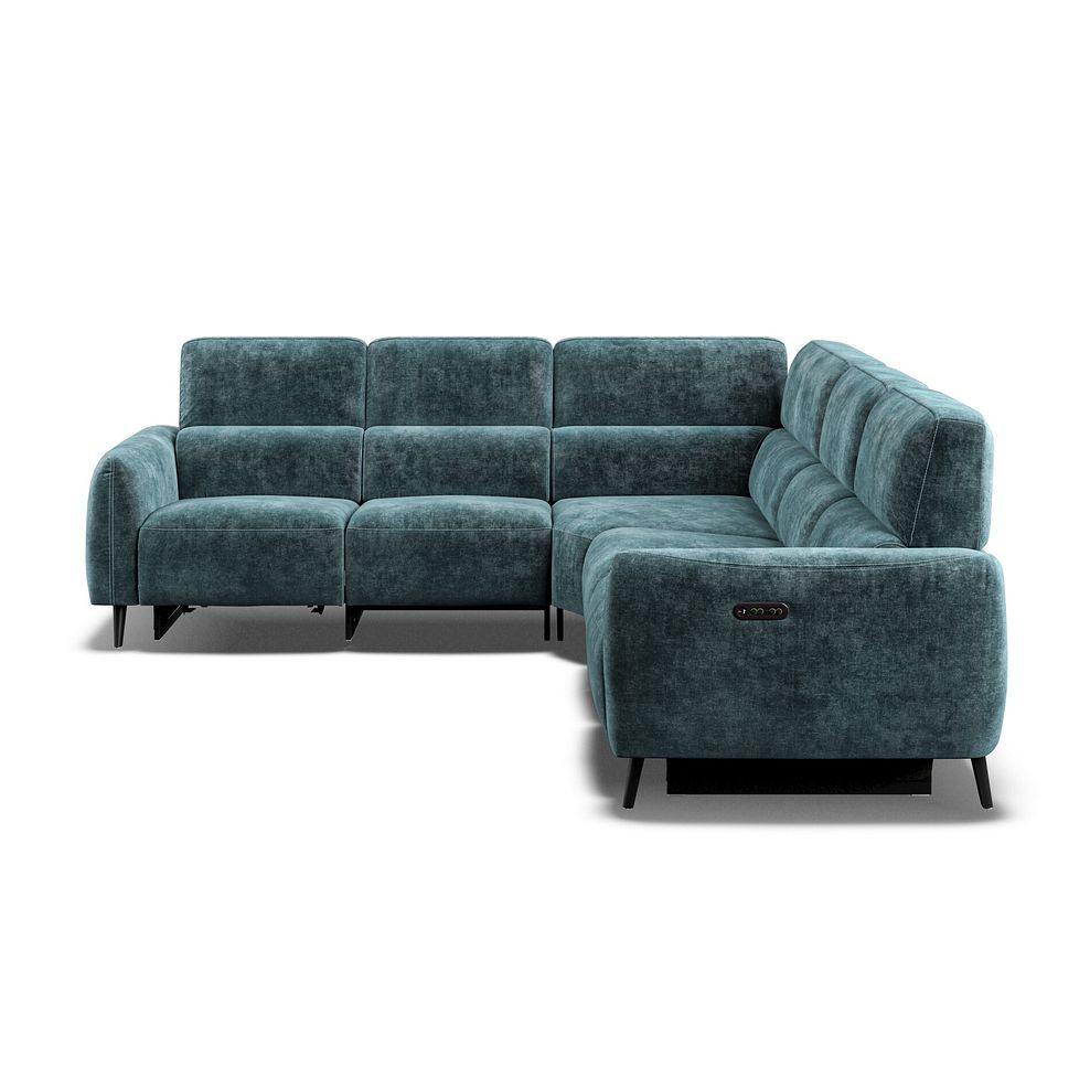Juliette Large Corner Sofa With Two Recliners and Power Headrests in Descent Blue Fabric 6