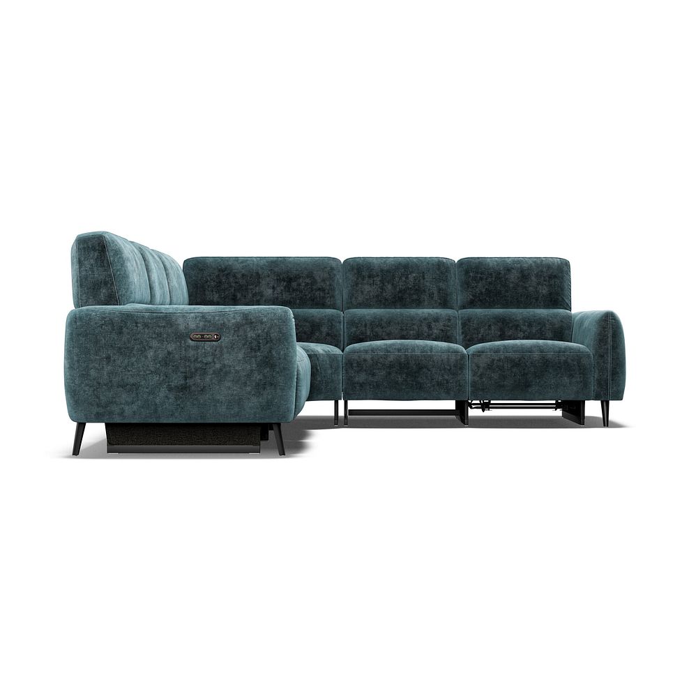 Juliette Large Corner Sofa With Two Recliners and Power Headrests in Descent Blue Fabric 7
