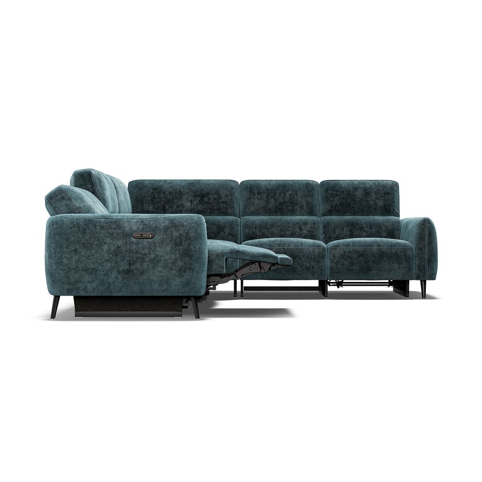 Juliette Large Corner Sofa With Two Recliners and Power Headrests in Descent Blue Fabric 8