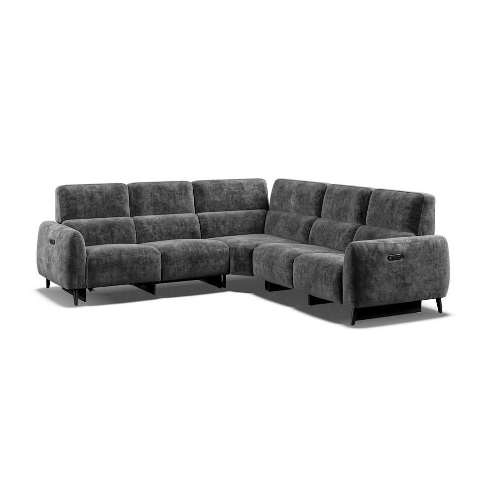 Juliette Large Corner Sofa With Two Recliners and Power Headrests in Descent Charcoal Fabric Thumbnail 1