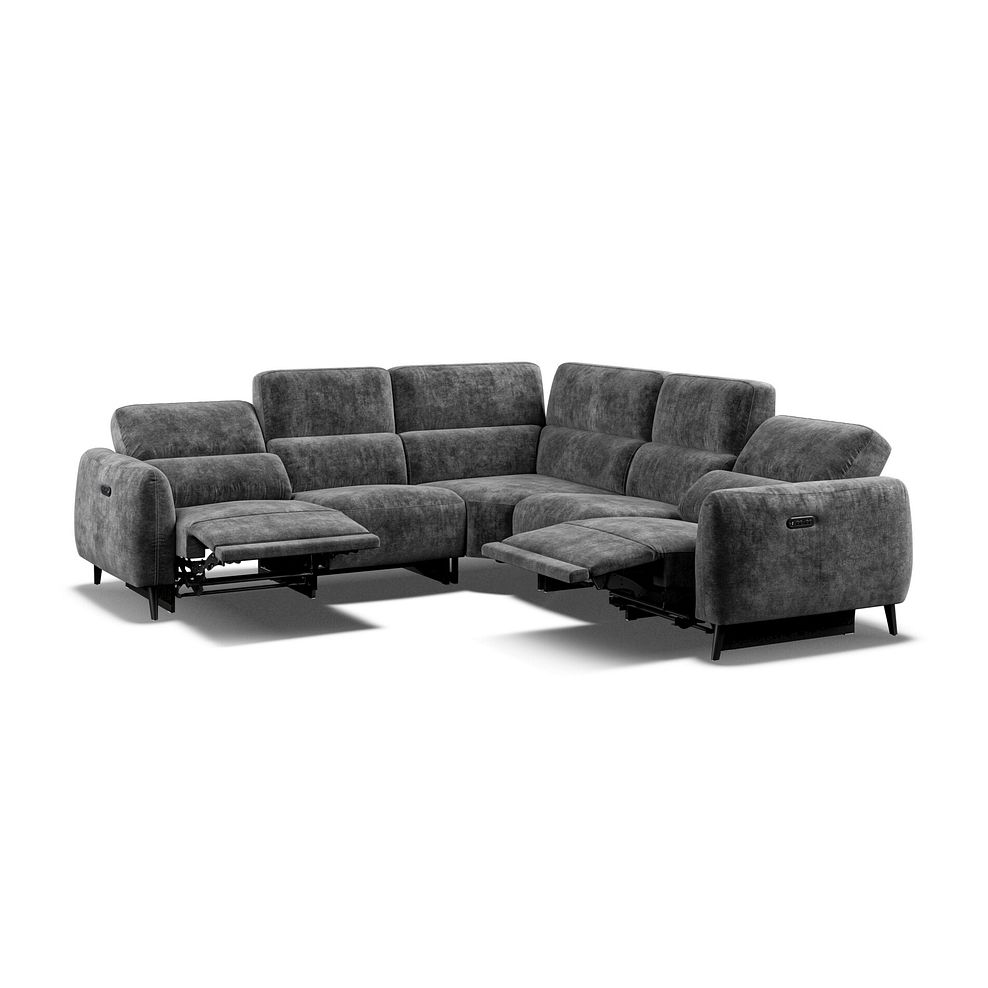 Juliette Large Corner Sofa With Two Recliners and Power Headrests in Descent Charcoal Fabric 2
