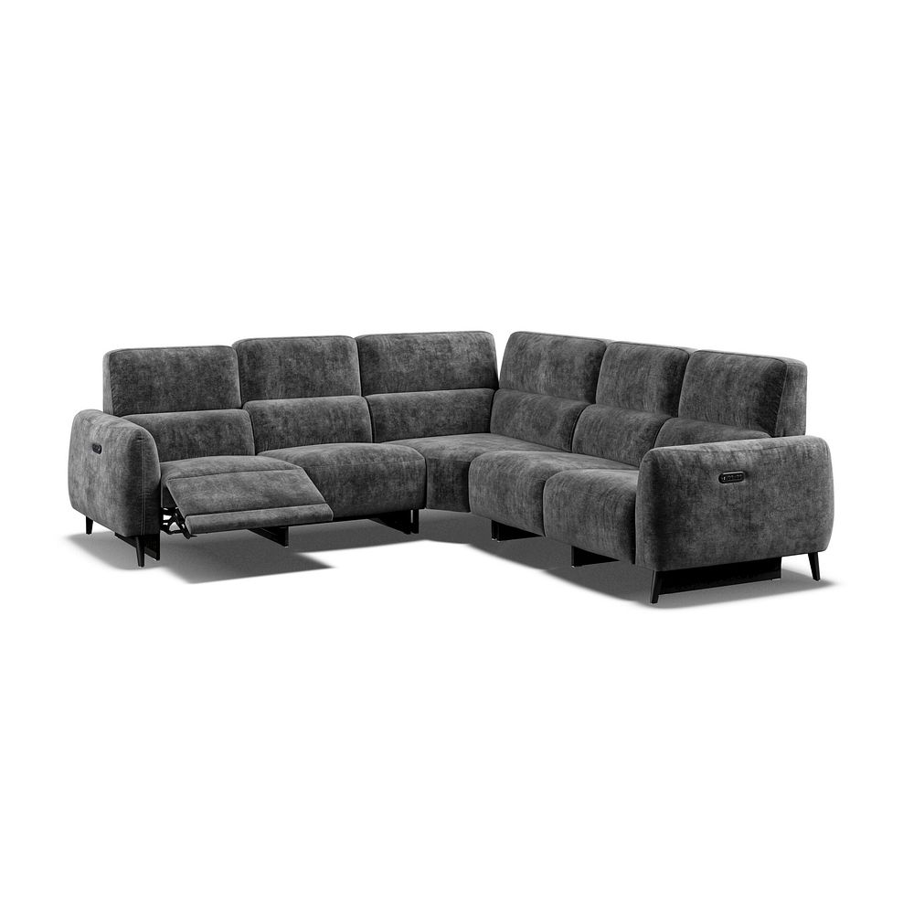 Juliette Large Corner Sofa With Two Recliners and Power Headrests in Descent Charcoal Fabric 3