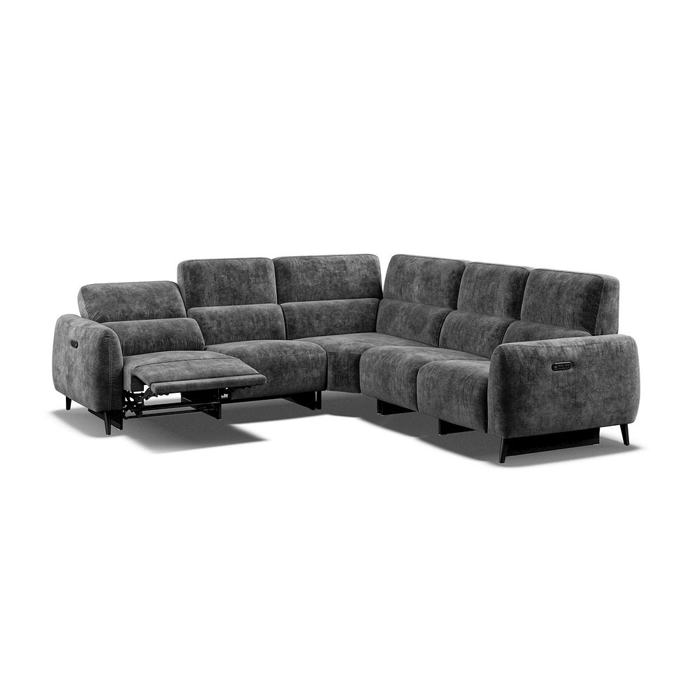 Juliette Large Corner Sofa With Two Recliners and Power Headrests in Descent Charcoal Fabric Thumbnail 4