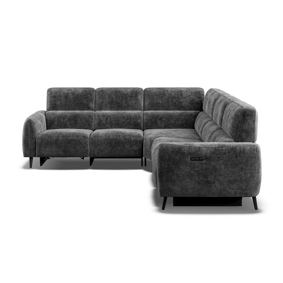 Juliette Large Corner Sofa With Two Recliners and Power Headrests in Descent Charcoal Fabric 6