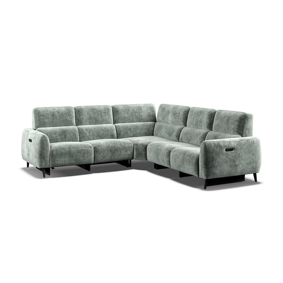 Juliette Large Corner Sofa With Two Recliners and Power Headrests in Descent Pewter Fabric