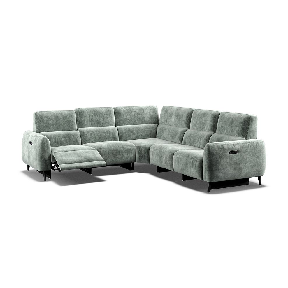 Juliette Large Corner Sofa With Two Recliners and Power Headrests in Descent Pewter Fabric Thumbnail 3