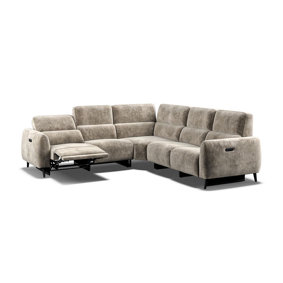 Juliette Large Corner Sofa With Two Recliners and Power Headrests in Descent Taupe Fabric Thumbnail 4
