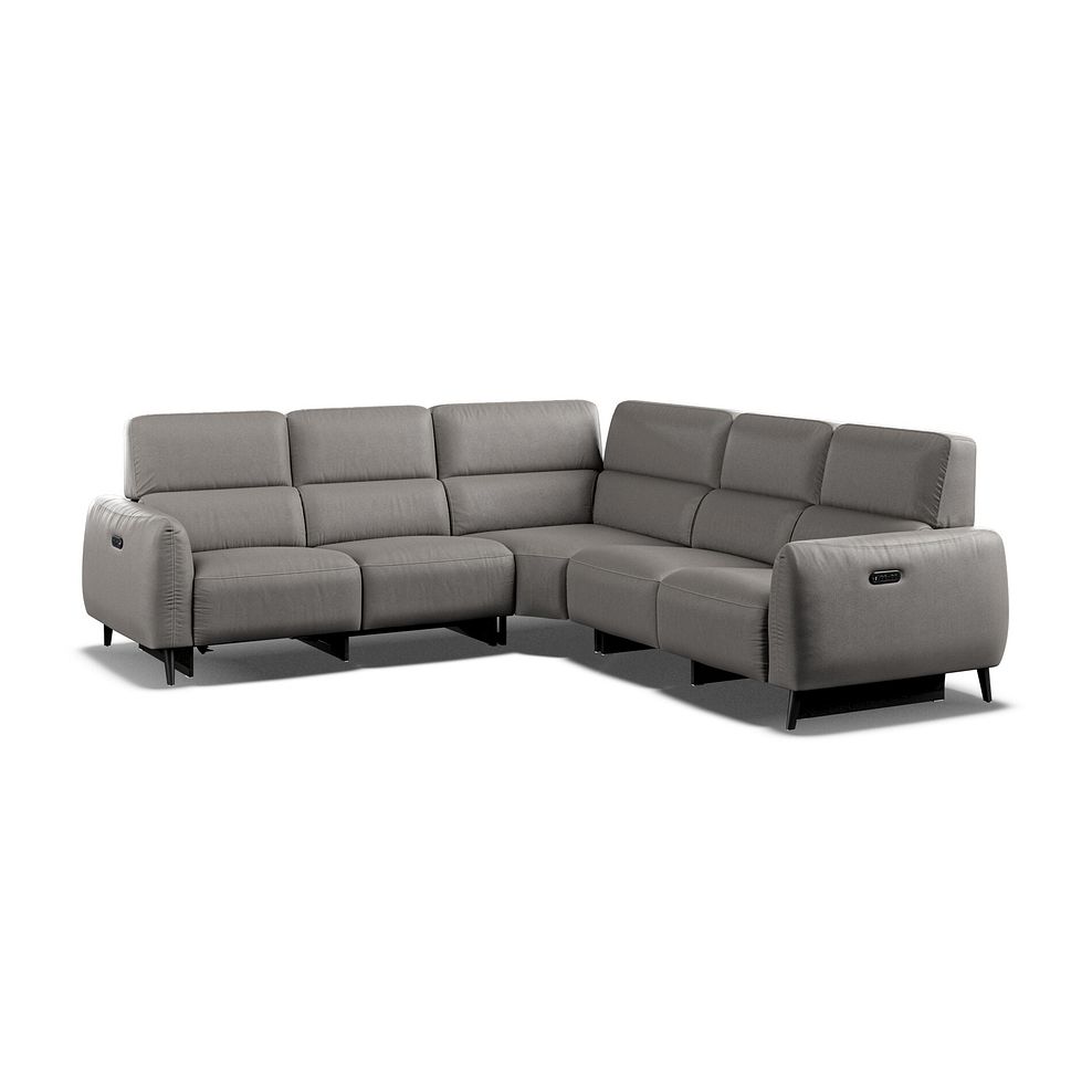 Juliette Large Corner Sofa With Two Recliners and Power Headrests in Elephant Grey Leather 1