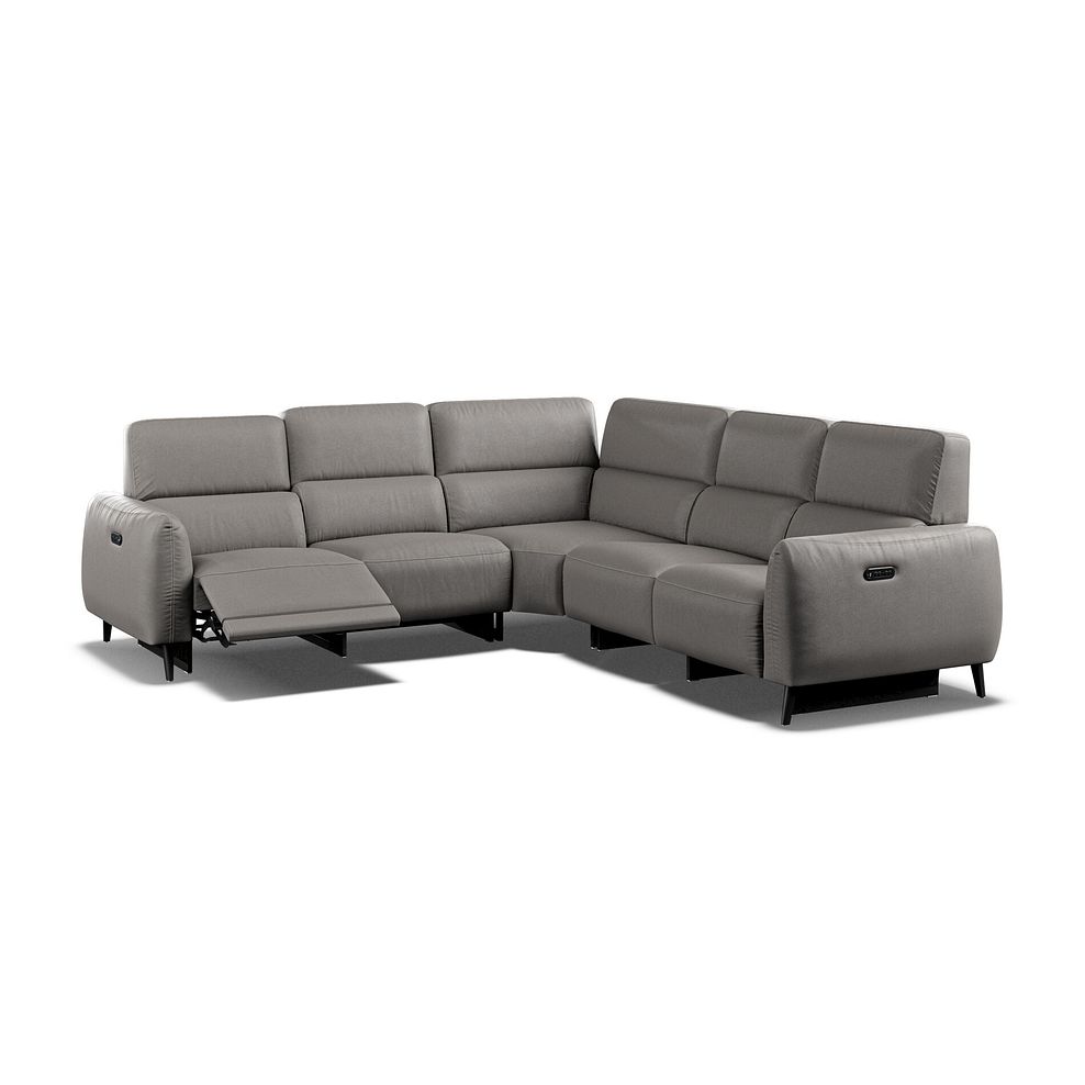 Juliette Large Corner Sofa With Two Recliners and Power Headrests in Elephant Grey Leather 3