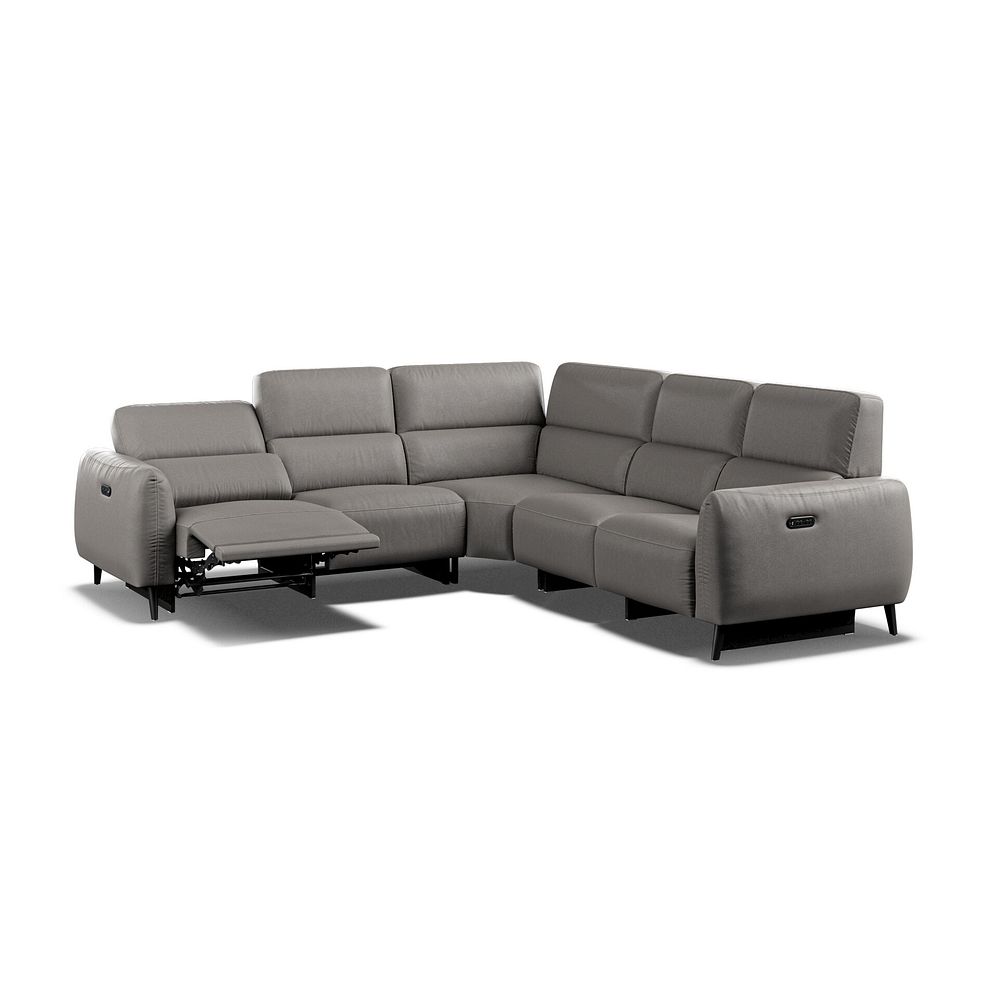 Juliette Large Corner Sofa With Two Recliners and Power Headrests in Elephant Grey Leather Thumbnail 4