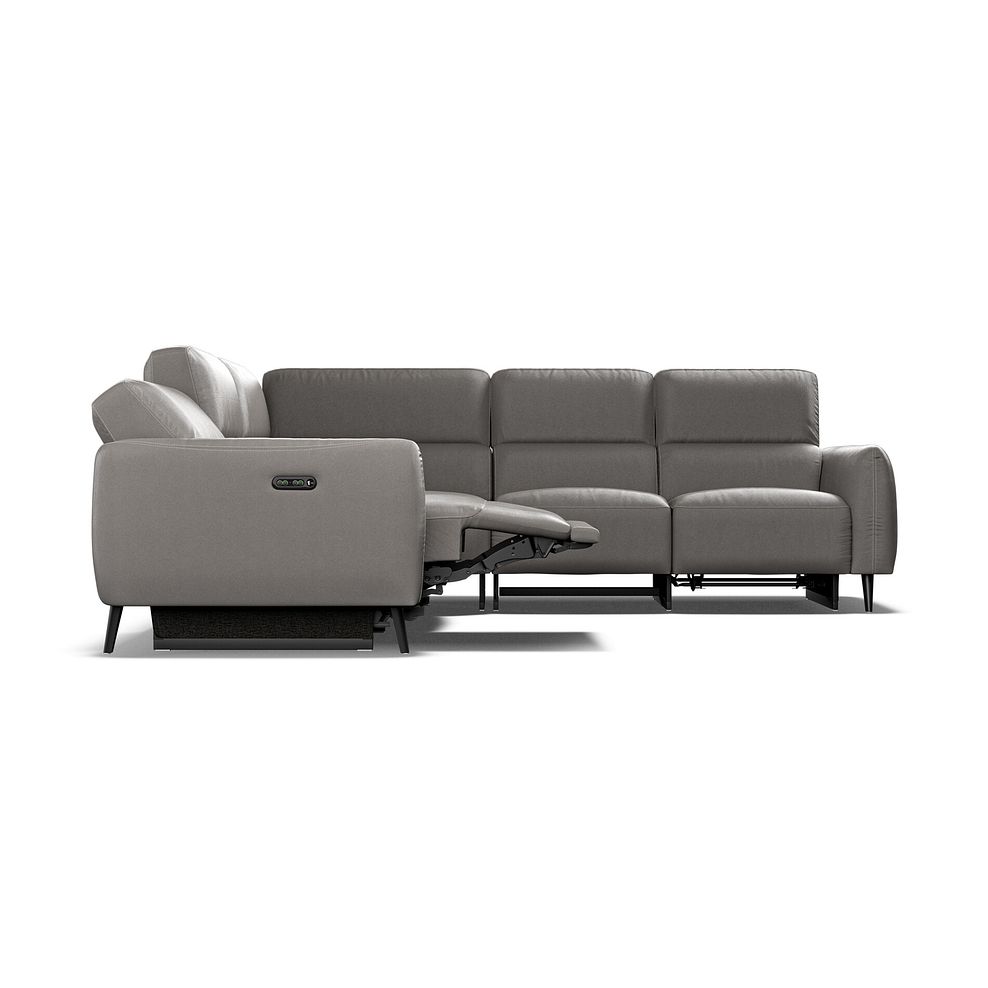 Juliette Large Corner Sofa With Two Recliners and Power Headrests in Elephant Grey Leather 8