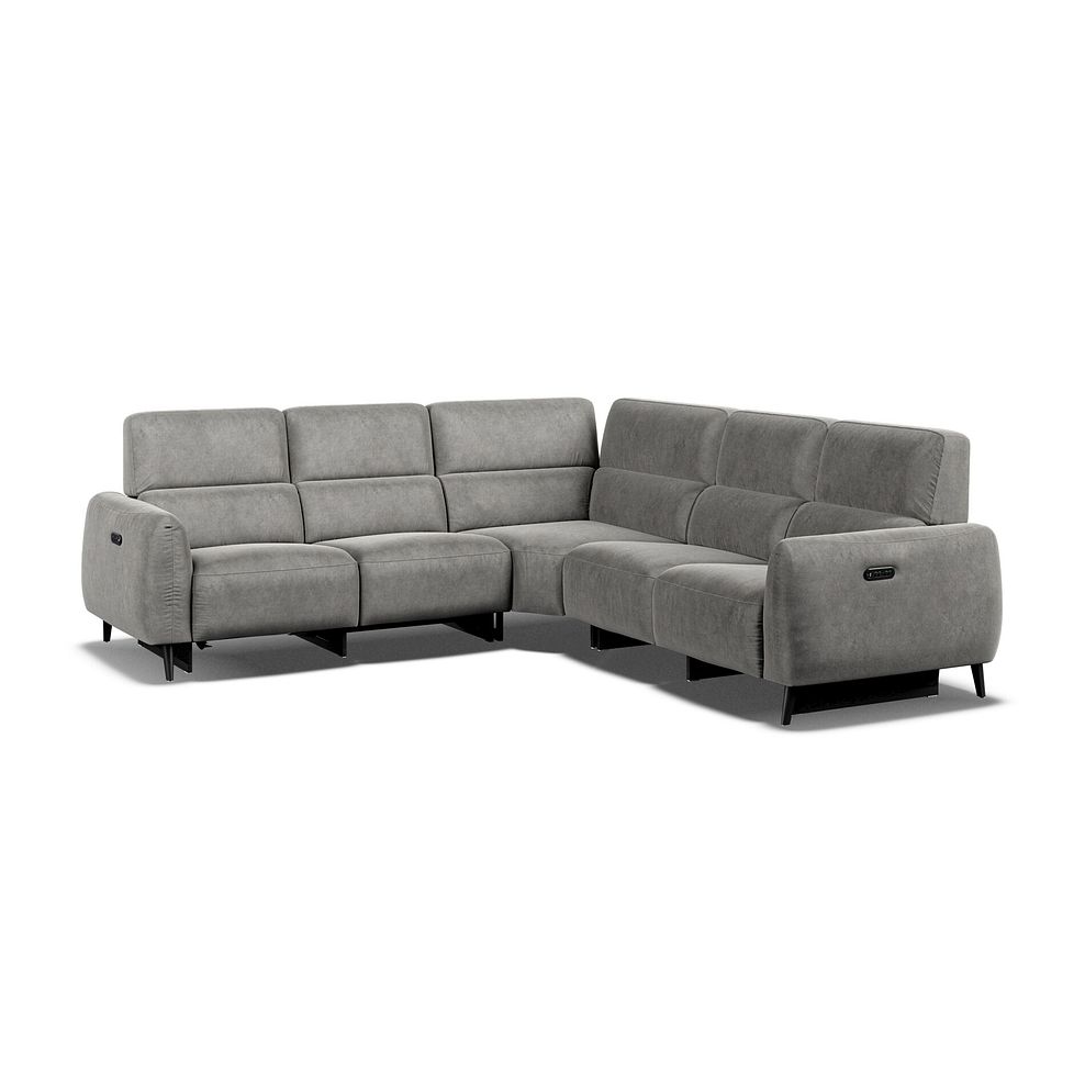 Juliette Large Corner Sofa With Two Recliners and Power Headrests in Maldives Dark Grey Fabric 1