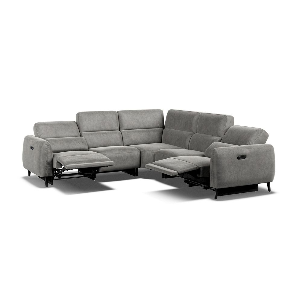 Juliette Large Corner Sofa With Two Recliners and Power Headrests in Maldives Dark Grey Fabric Thumbnail 2