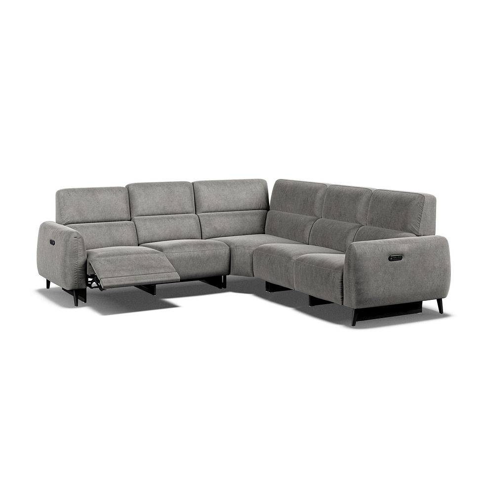 Juliette Large Corner Sofa With Two Recliners and Power Headrests in Maldives Dark Grey Fabric 3