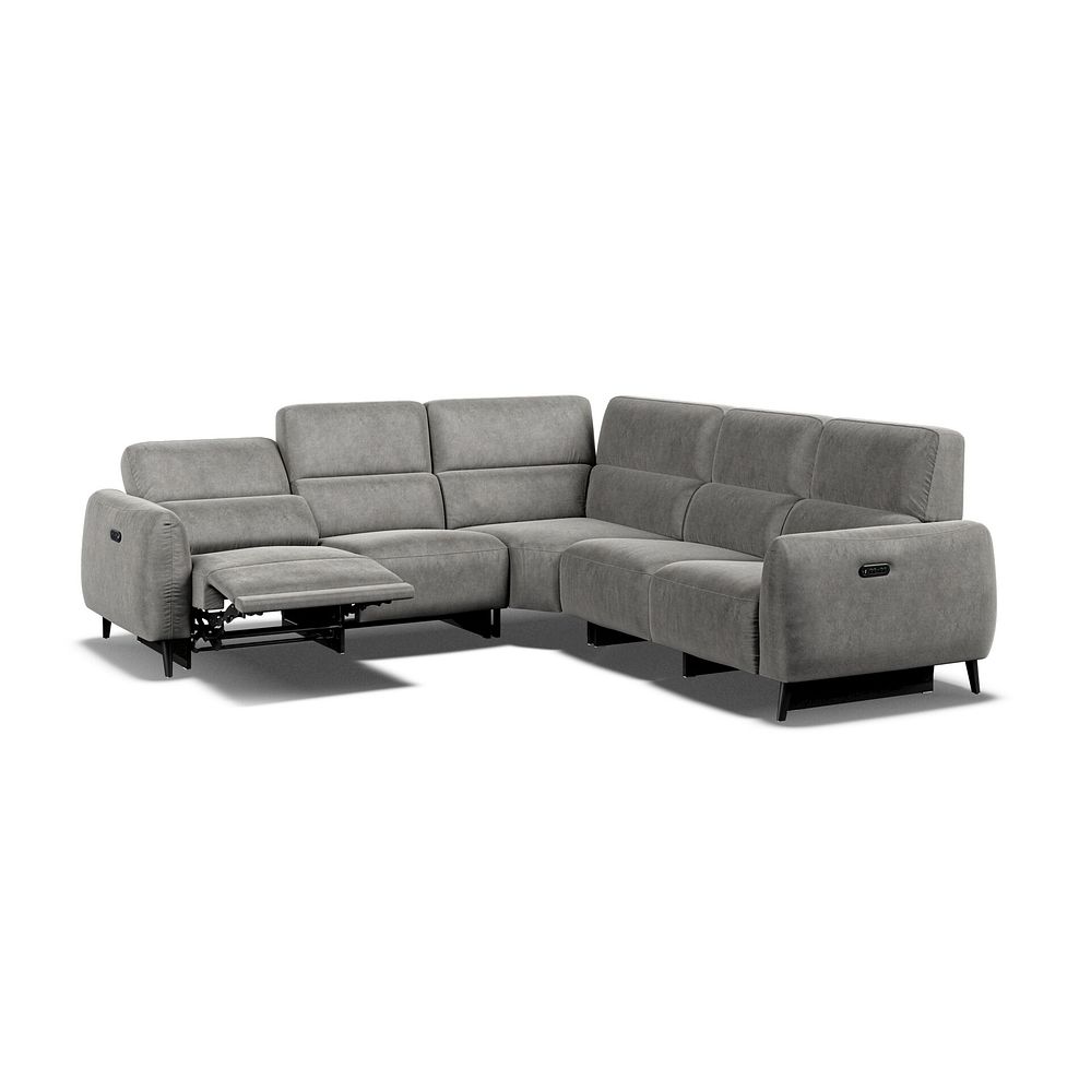 Juliette Large Corner Sofa With Two Recliners and Power Headrests in Maldives Dark Grey Fabric 4