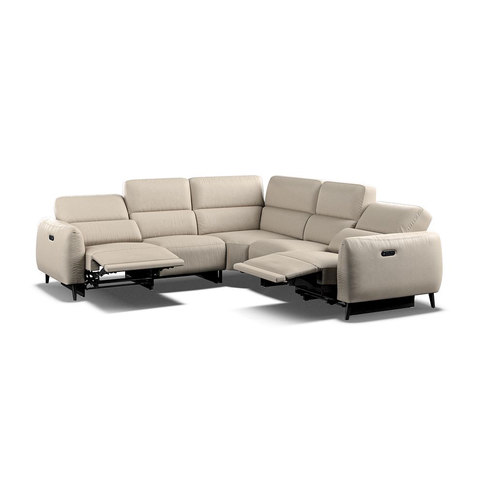Juliette Large Corner Sofa With Two Recliners and Power Headrests in Pebble Leather 2