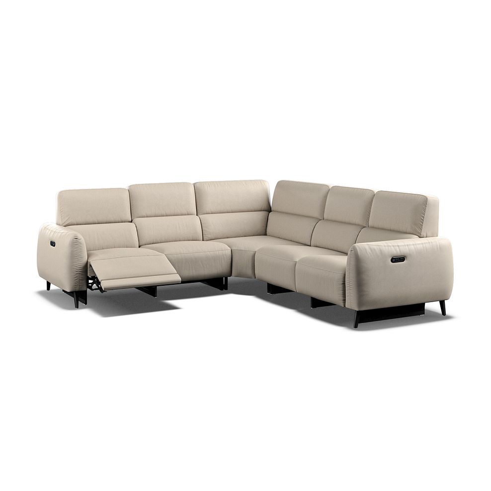 Juliette Large Corner Sofa With Two Recliners and Power Headrests in Pebble Leather 3