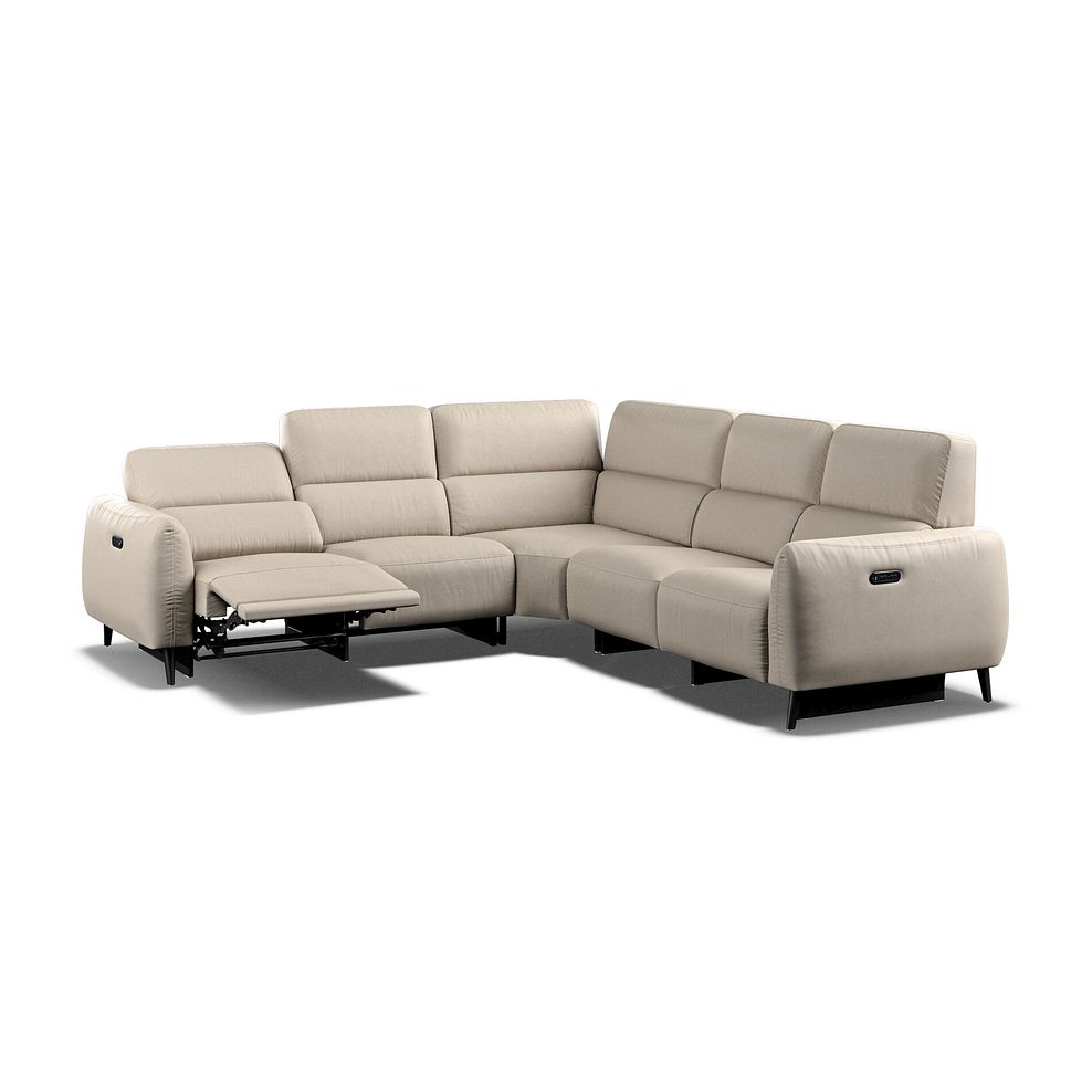 Juliette Large Corner Sofa With Two Recliners and Power Headrests in Pebble Leather 4