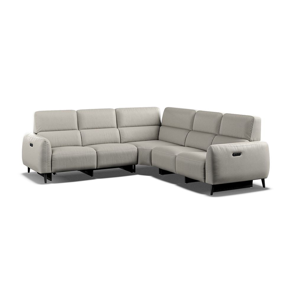 Juliette Large Corner Sofa With Two Recliners and Power Headrests in Taupe Leather 1