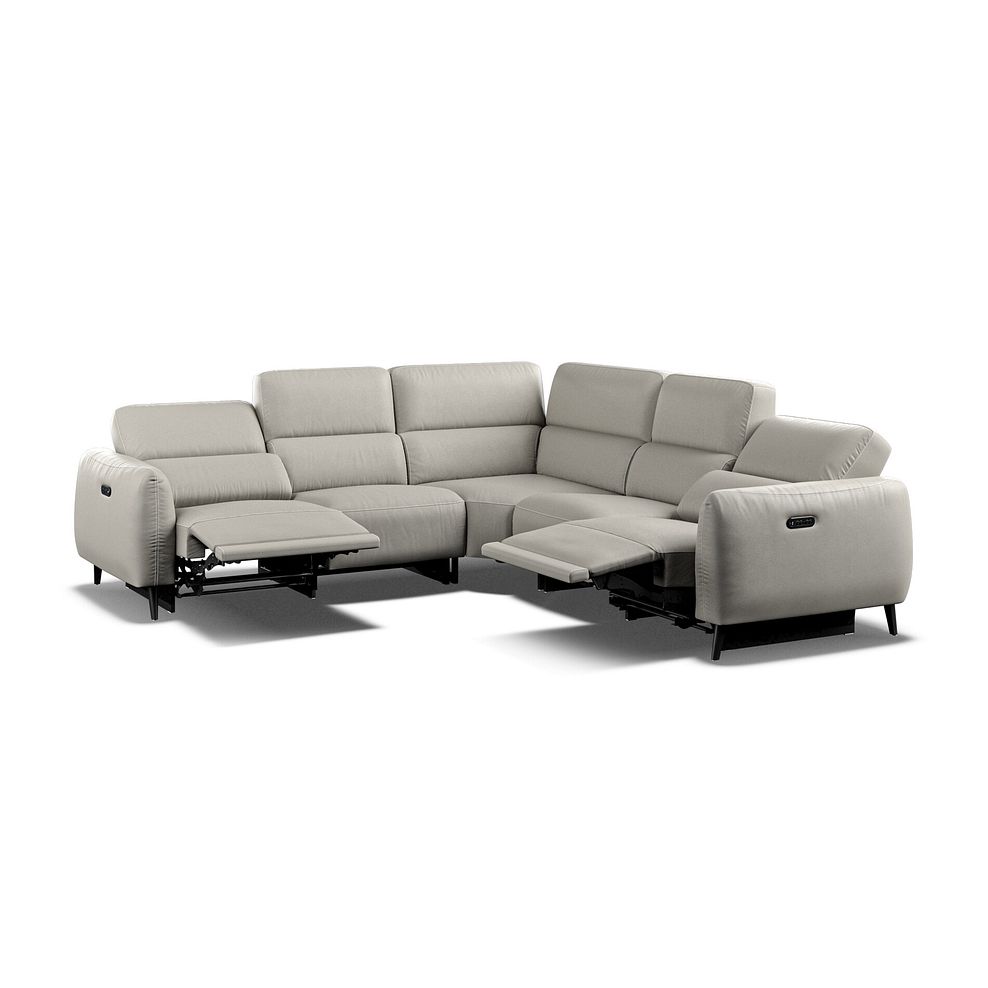 Juliette Large Corner Sofa With Two Recliners and Power Headrests in Taupe Leather 2