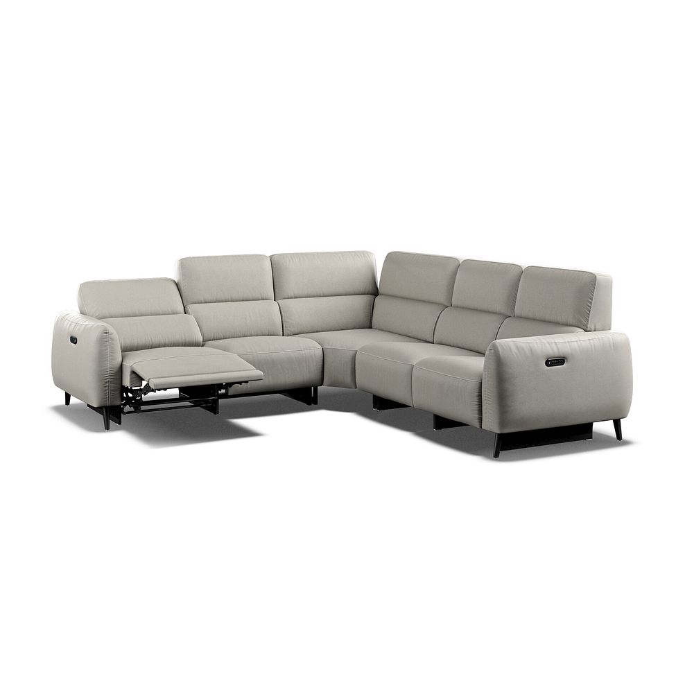 Juliette Large Corner Sofa With Two Recliners and Power Headrests in Taupe Leather 4