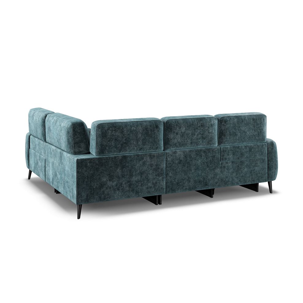 Juliette Left Hand Corner Sofa With One Recliner and Power Headrest in Descent Blue Fabric 4
