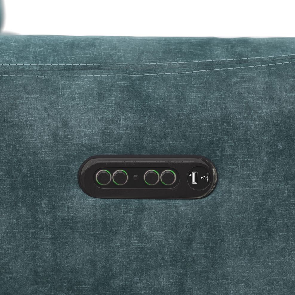 Juliette Left Hand Corner Sofa With One Recliner and Power Headrest in Descent Blue Fabric 10