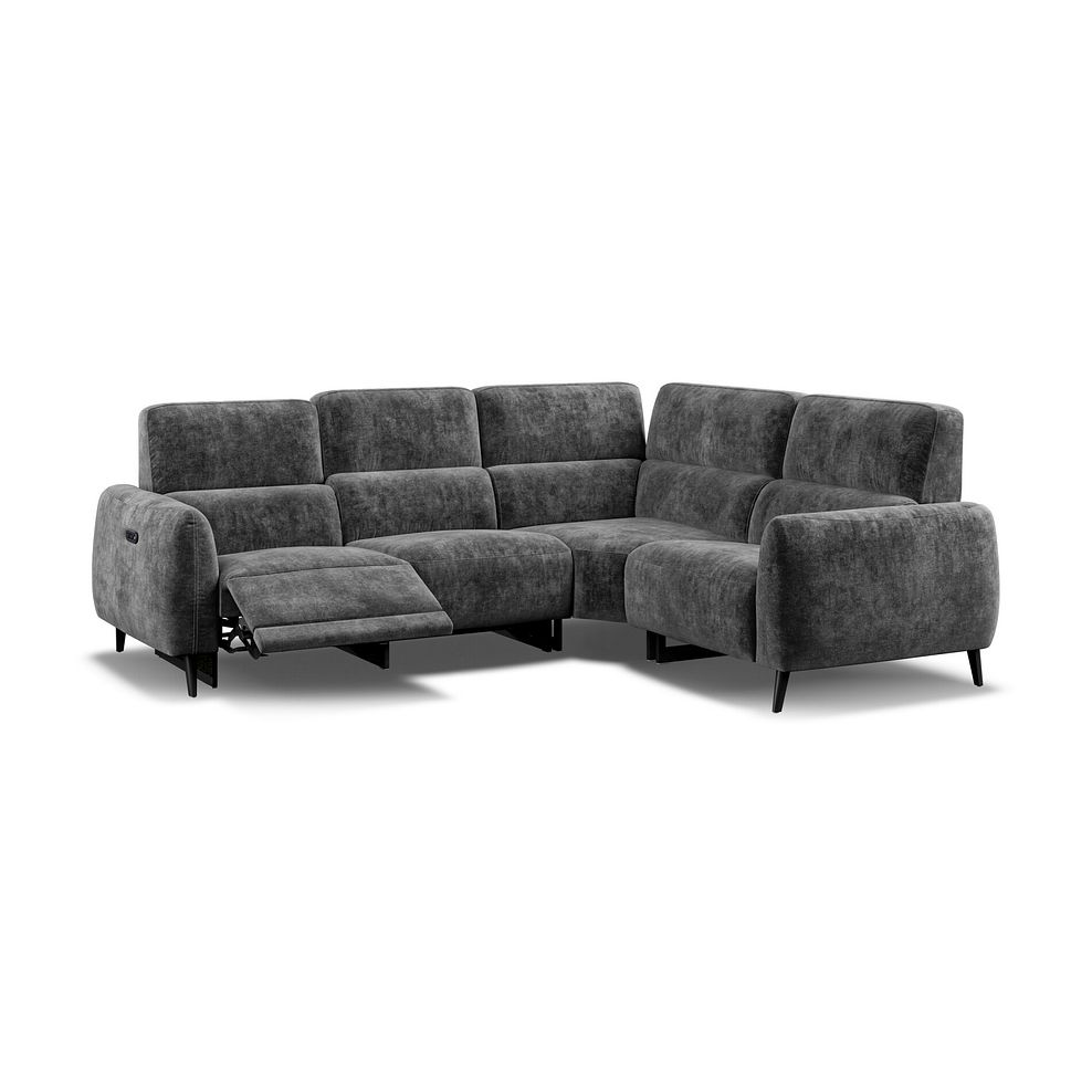 Juliette Left Hand Corner Sofa With One Recliner and Power Headrest in Descent Charcoal Fabric 2