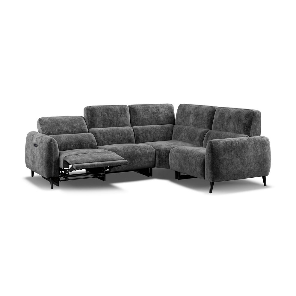 Juliette Left Hand Corner Sofa With One Recliner and Power Headrest in Descent Charcoal Fabric 3