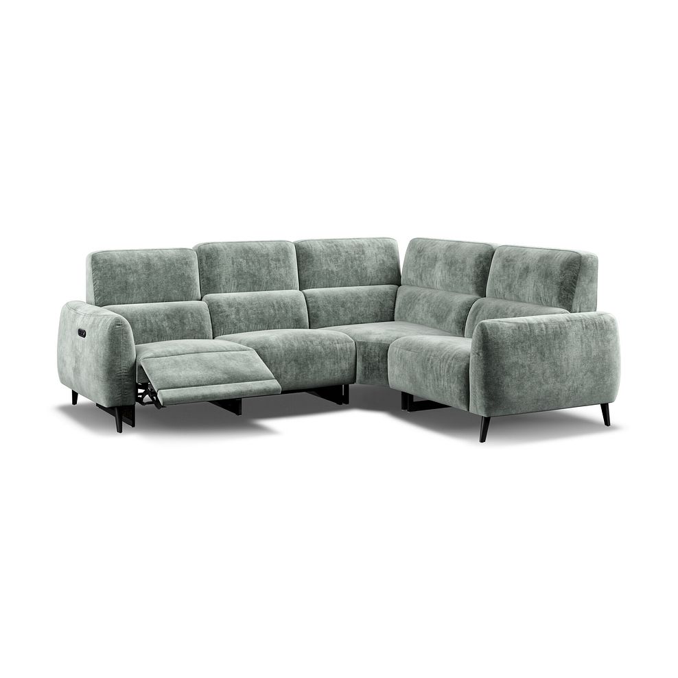 Juliette Left Hand Corner Sofa With One Recliner and Power Headrest in Descent Pewter Fabric 2