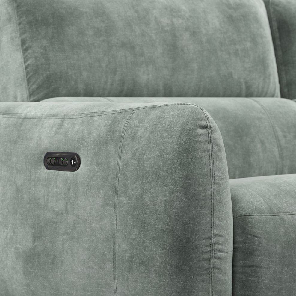 Juliette Left Hand Corner Sofa With One Recliner and Power Headrest in Descent Pewter Fabric 9