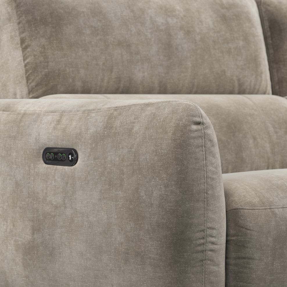 Juliette Left Hand Corner Sofa With One Recliner and Power Headrest in Descent Taupe Fabric 12