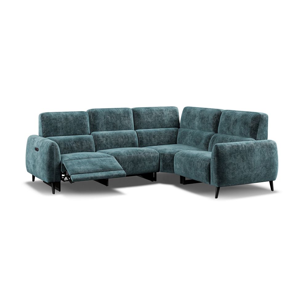 Juliette Left Hand Corner Sofa With One Recliner and Power Headrest in Descent Blue Fabric Thumbnail 3